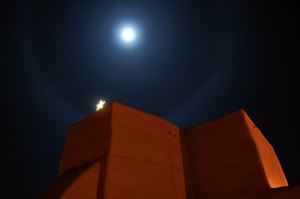 Ranchos de Taos church, night