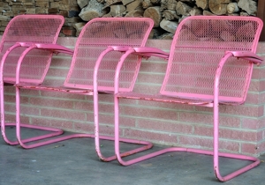 pink lounge chairs at Norman Petty Studios