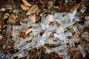 Icicles from water hose