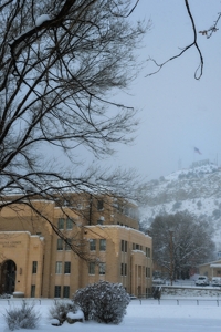 Raton flag in snow