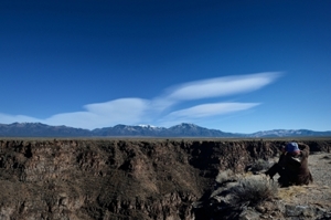 Christina Boyce photographing at Taos Gorge, 2014