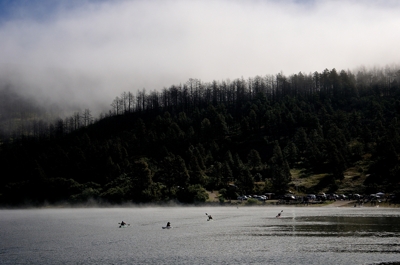 Kayaks on Lake Maloya, M.O.M. adventure race