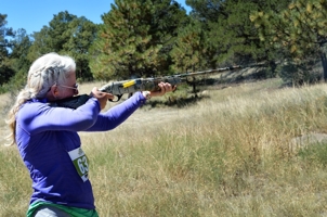 Trina Davis on the M.O.M. shotgun course, 2014