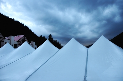 Michael Hearne's Big Barndance Music Festival 2014, Taos Ski Valley, Big-Top Tent in storm