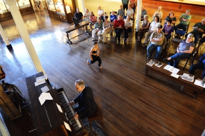 Texas piano player Terry Lakes at Mitchell Museum in Trinidad
