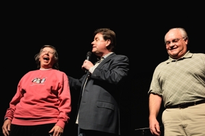 Ventriloquist Todd Oliver with audience "dummies"