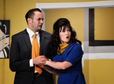 Ian McCabe and Nora Leahy in "Boeing Boeing" at Shuler Theater, Raton 2015, photo by Tim Keller