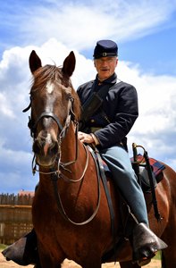 Mounted cavalry re-enactor at Fort Garland