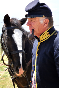 Cavalry Officer & Horse, re-enactor at Fort Garland