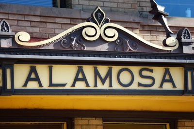 Alamosa, Colorado - city sign at train yard 2016