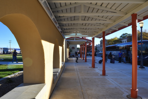 Raton NM multi-modal center serves Amtrak and Greyhound on historic First Streeet, photo by Tim Keller