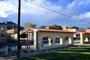 Multi-modal transportation center - Amtrak and Greyhound - along historic First Street in downtown Raton NM, photo by Tim Keller