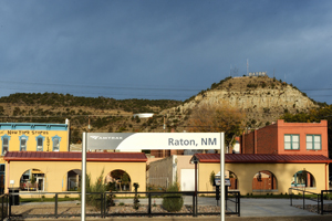 Goat Hill above downtown Raton, New Mexico at the depot on historic First Street, by Tim Keller