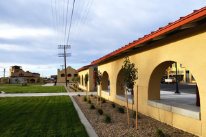 Sunrise at Raton depot's new multi-modal center along historic First Street, Raton NM, by Tim Keller