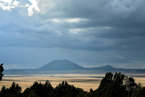 Capulin Volcano from Mandala Center on Sierra Grande volcano, northeastern New Mexico, by Tim Keller