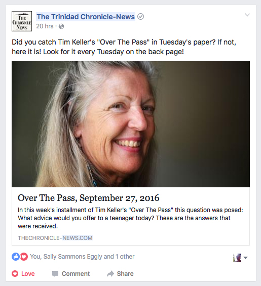 Anita Moffett in The Chronicle-News Facebook, Tim Keller's Connections