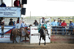 Robert Aragon of Mosquero NM, saddle bronc event at Trinidad Round-up Rodeo 2016