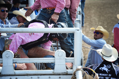 Ryan Duensing, bull rider, Trinidad Round-up Rodeo 2016