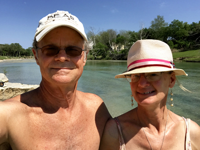 Tim Keller and Christina Boyce on the Blanco River downstream from Wimberley TX