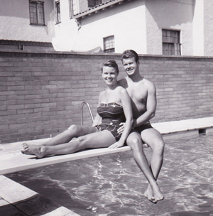 Jack and Joan Day Keller, swimming pool, 1950s
