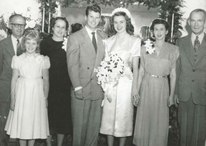 Wedding of Jack Keller and Joan Day Keller, Oaklawn Road, Cheviot Hills, Los Angeles, August 20, 1948