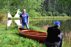 Steve Hegland's 1905 Old Town canoe, Red River NM