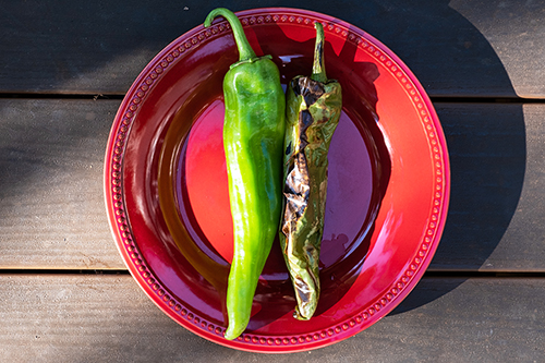 New Mexico green chile roasted