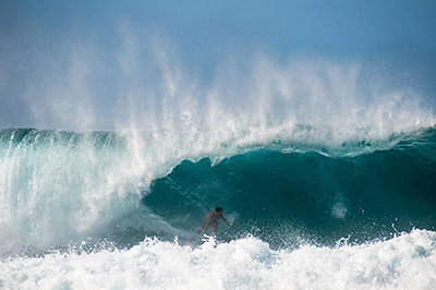 Free surf at Rocky Point on Oahu's North Shore, December 2018, by Tim Keller