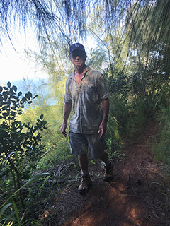Tim Keller hiking in Pupukea-Paumala Forest Reserve on Oahu's North Shore