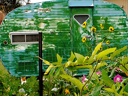 The Green Apple, canned ham teardrop camper trailer