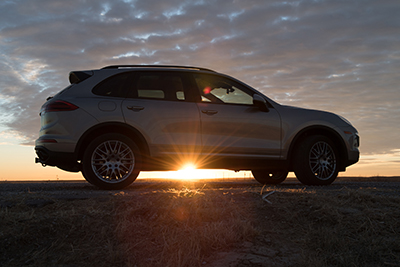 Porsche Cayenne S 2017 - Arkansas River sunrise, Holcomb, Kansas, by Tim Keller