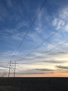 Kansas power lines at Sunset, by Tim Keller