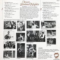 Texas Summer Nights - album back cover, 1983