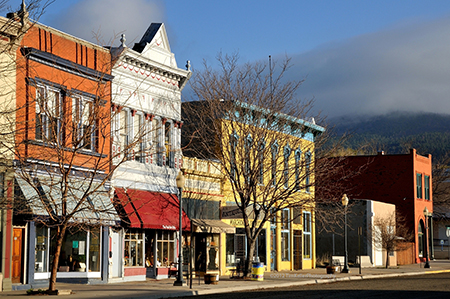 Historic First Street parallels the railroad at the foot of Raton Pass in downtown Raton, New Mexico - Image by Tim Keller