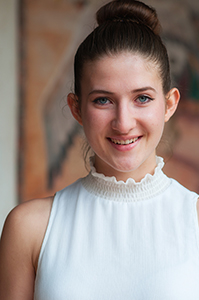 Samantha Delap portrait at NM Poetry Out Loud 2018, St. Francis Auditorium courtyard