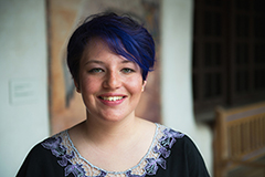 Zoe Callan portrait at NM Poetry Out Loud 2018, St. Francis Auditorium courtyard