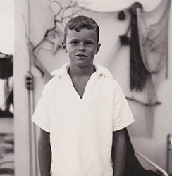 Tim Keller poolside, Reseda, California, late 1950s