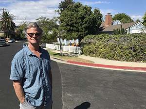 Tim Keller at his boyhood home, 530 Muskingum Avenue, Pacific Palisades, CA, 2018