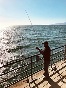 Fisherman on Santa Monica Pier