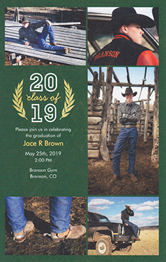 Jace R Brown, graduation announcement, Branson School, Colorado/New Mexico