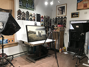 Photographing art to make prints, Frank Images, Trinidad, Colorado "The Valley, 1945" being photographed for prints, at Frank Images, Trinidad, Colorado