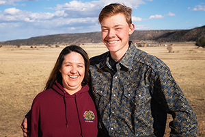 Jace Brown with his mom Laura Brown, Brown Ranch, Folsom NM, 2019
