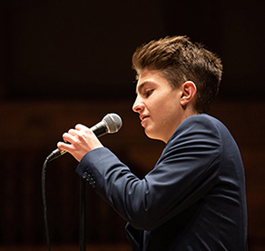 2019 New Mexico Poetry Out Loud champion Neil Katzman of Albuquerque's Bosque School.