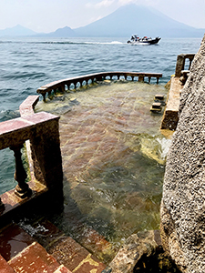 Rising lake levels on Lago de Atitlan at La Casa del Mundo terraces, 2019