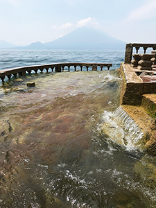 Rising lake levels on Lago de Atitlan at La Casa del Mundo terraces, 2019