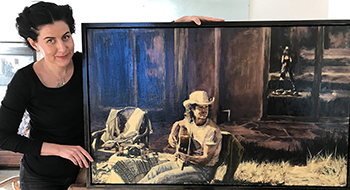 Lindsay Hand's "Serafina, 1988" Colorado Springs artist Lindsay Hand with her painting "Serafina, 1988"
