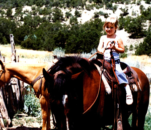 Darcy horseback in Canoncito, New Mexico c1986