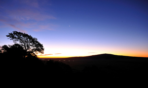 Sierra Grande dawn from Capulin Volcano, photo by Tim Keller