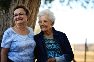 Sadie Renfro and daughter Margaret O'Quinn at home in Long Canyon