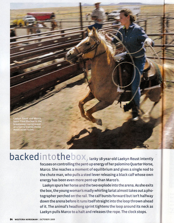 Laekyn Reust, Growing Up Rodeo, Western Horseman, October 2009, SGHA youth rodeo